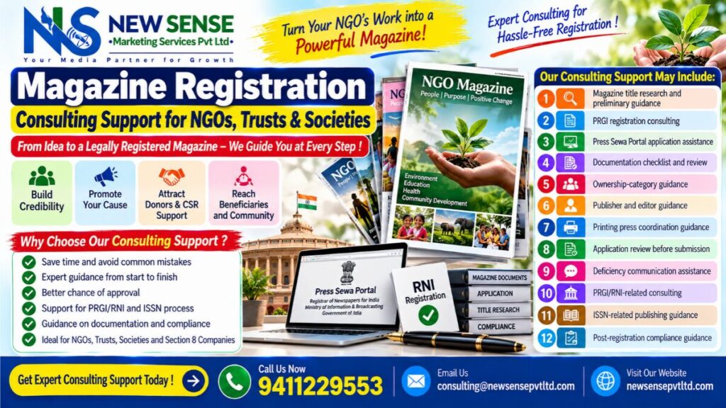 Magazine Registration for NGOs: News Sense Marketing Services Pvt Ltd.