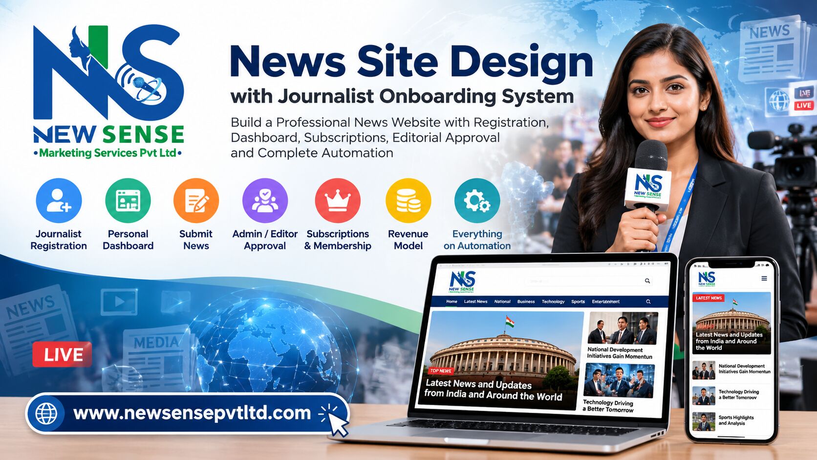 news site design: New Sense Marketing Services
